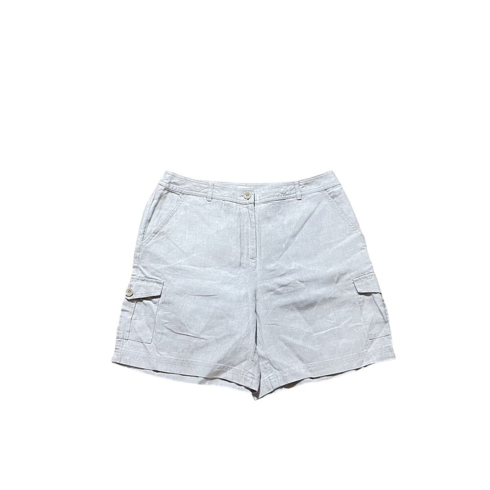 J.Jill Womens Linen Cargo Shorts Size 10 Light Gray